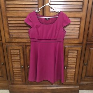 Alex Marie Dark Pinkish-Purple Trimmed in Black Dress - Size 12 Petite